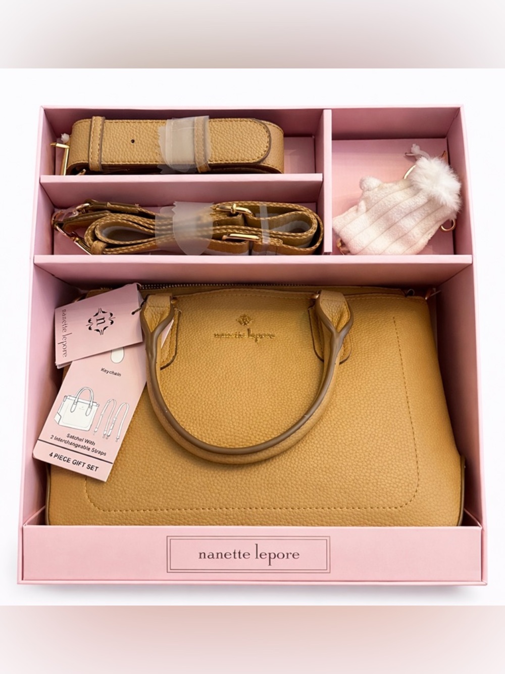 Nanette Lepore Mustard Yellow Pebbled Satchel with Straps